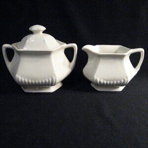 Adams Empress English Ironstone Bright White Cream & Sugar - Wedgwood Group